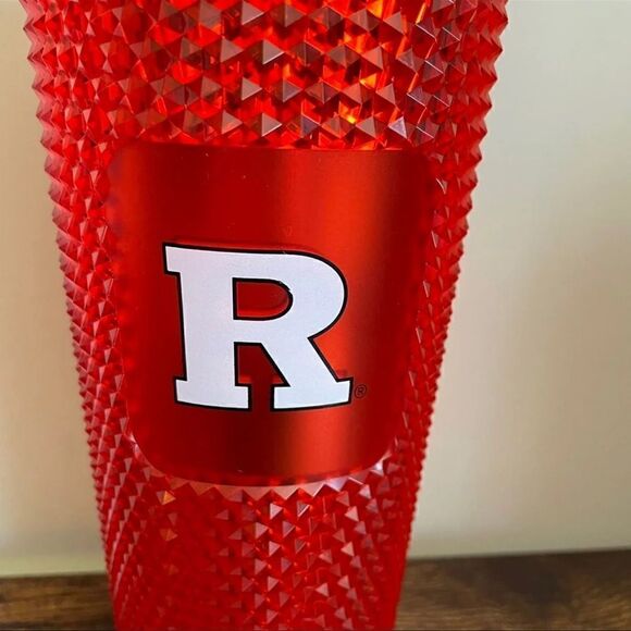 STARBUCKS 24oz Red Collegiate Rutgers University Studded Cold Cup Tumbler HTF!! - Picture 3 of 6